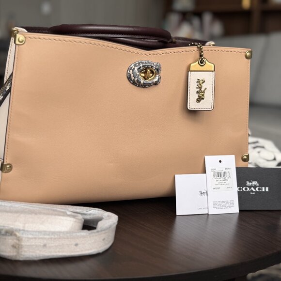 Coach Beige and Burgundy Satchel - Picture 4 of 8